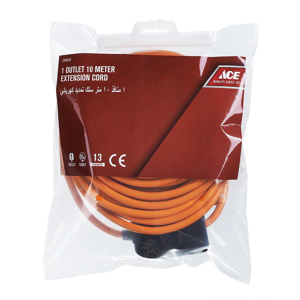 EXTENSION LEAD ORANGE 13AMP, ORANGE 10M (32.8FT) 1GANG  BRITI
