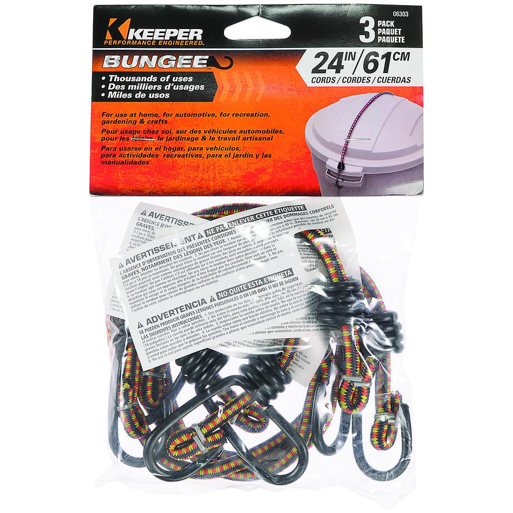 BUNGEE CORD 3 PACK 24IN (60.9CM) POLYPROPYLEN