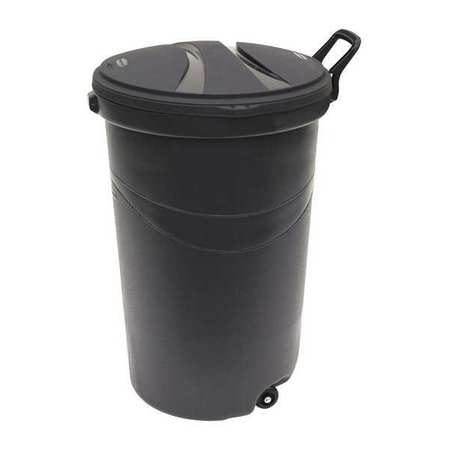 Rubbermaid Plastic Wheeled Garbage Can, Black, 32Gal
