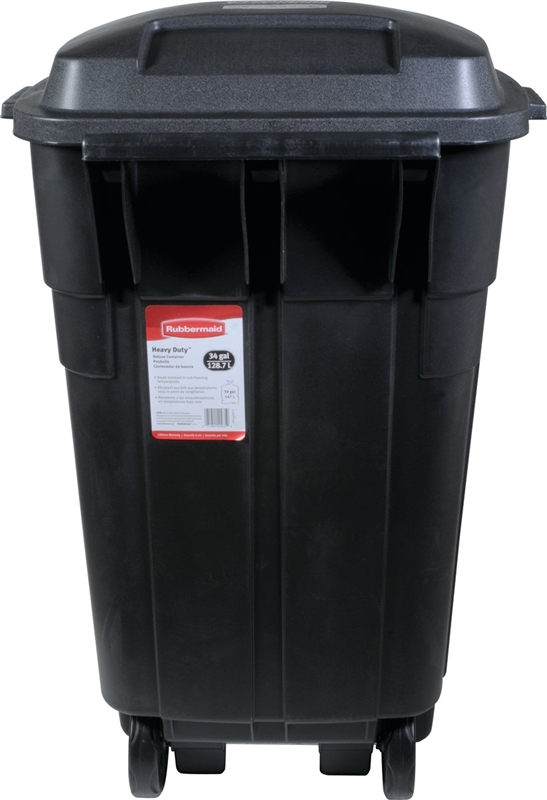 Roughneck 34 gal. Plastic Wheeled Garbage Can Lid Included
