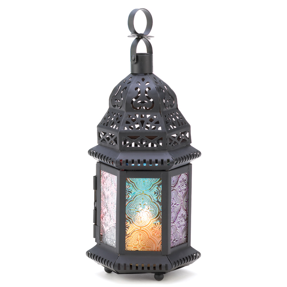 Gallery of Light Colorful Flame Glass/Metal Lantern Multicolored