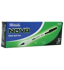 BAZIC NOVA BLACK COLOR STICK PEN (12/BOX)