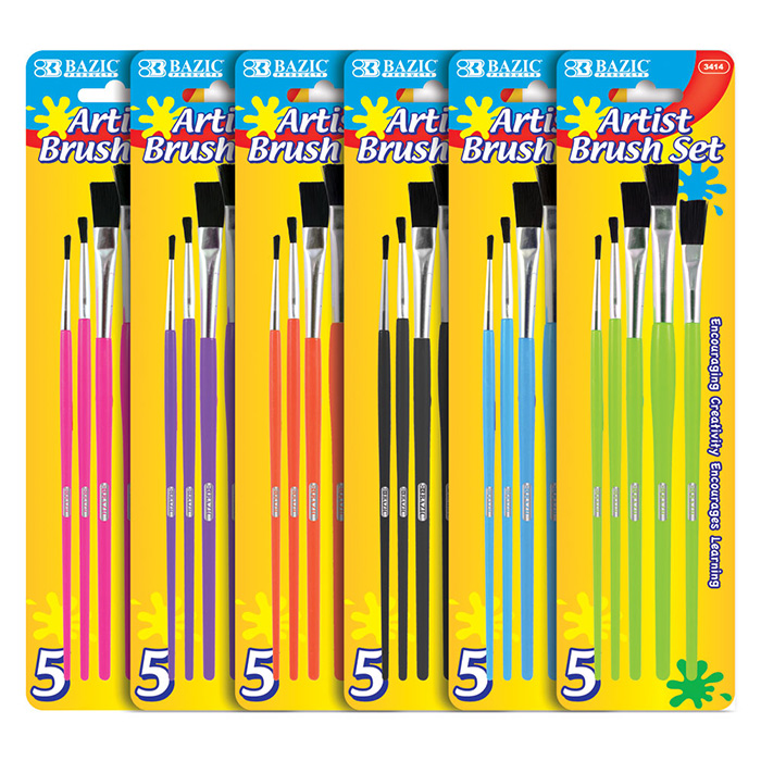 BAZIC ASST. SIZE PAINT BRUSH SET 5/PACK