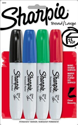 Retractable Permanent Marker Chisel Tip 4 Color