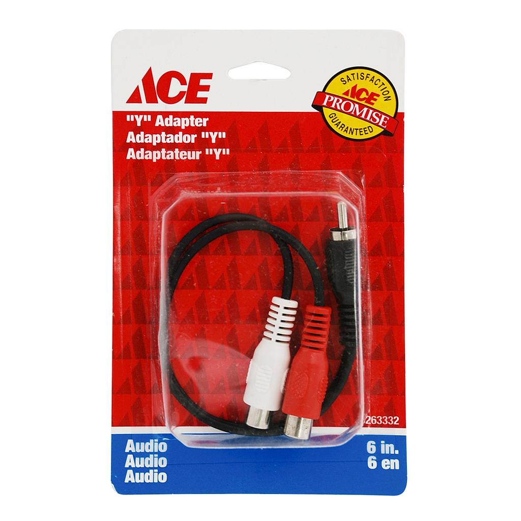 Y RCA PLUG 2 RCA JACKS 6IN