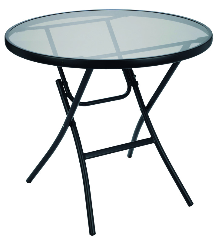SMOKE GLASS TABLE 32"FLD.
