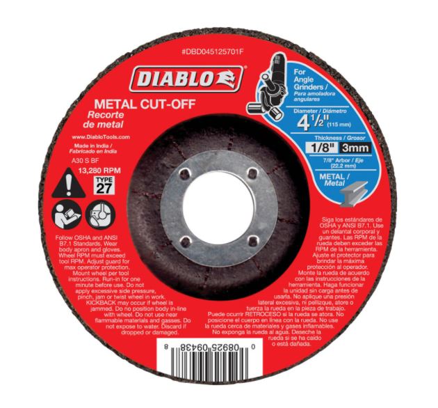 METAL CUTOFF DISC 4-1/2".