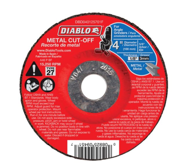 METAL CUTOFF DISC 4".