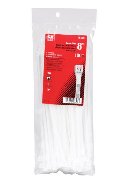 TIES CABLE WHT 8" BG100                 