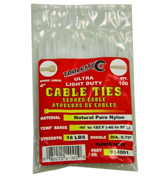 CABLE TIE 4" 18# WHT                    