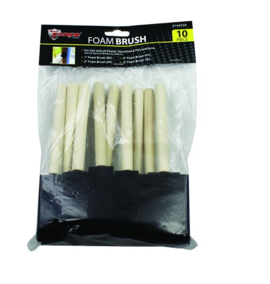 FOAM BRUSH 10PC WOODHNDL .
