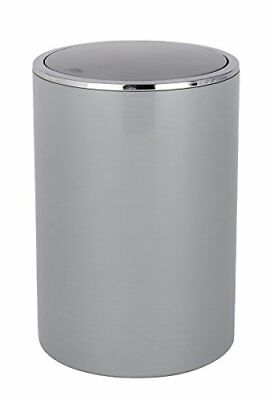 Wenko Gray Swing Cover Wastebasket, 1.3 gal.
