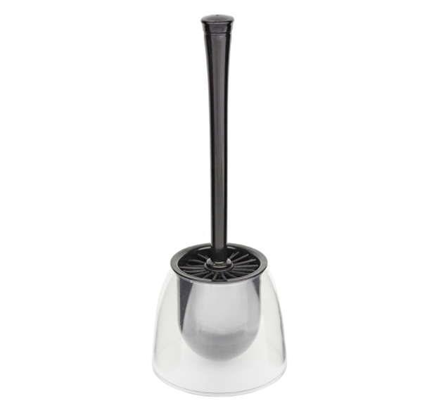Wenko Fiesta Toilet Brush Holder . Clear Black Plastic, 14.56 in. H x 5.7 inch W x 5.7 in. L