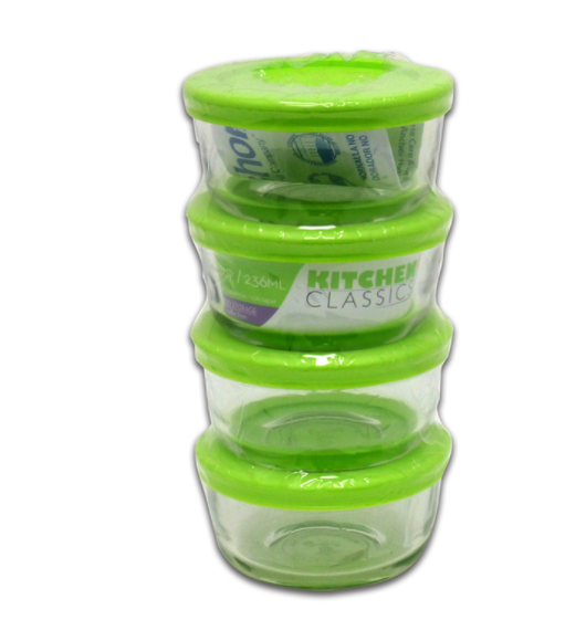 Kitchen Classics 1 cup Food Storage,Set 4 pk Clear.