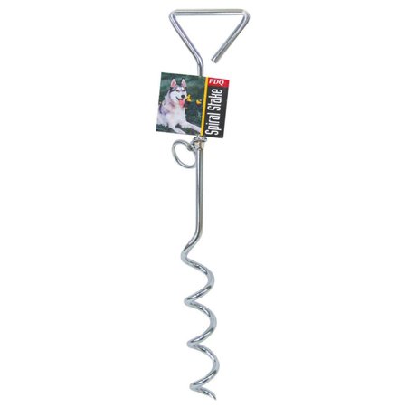 PDQ Boss Pet Silver Steel Dog Tie Out Stake Large