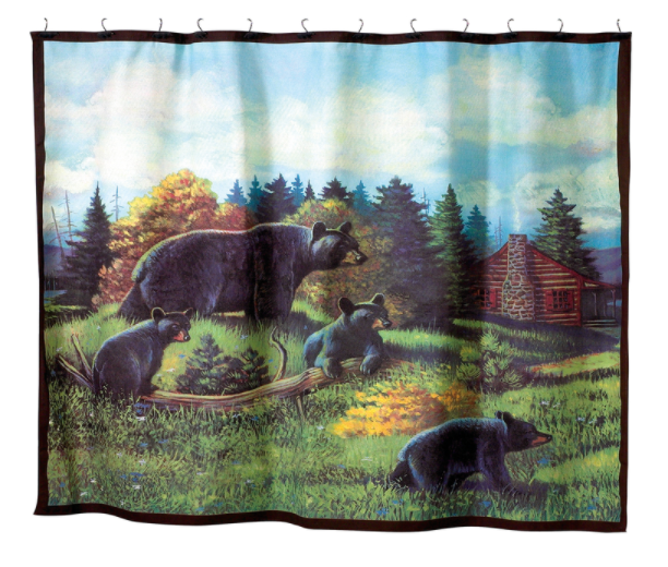 SHOWER CURTAIN BLK BEAR