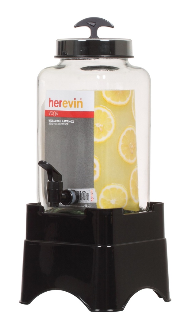 3 lt Square Beverage Dispenser With Stand - Black