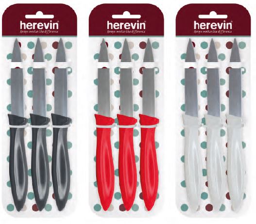 3 Pcs 9cm Knife Set With Card- Colour-Mix