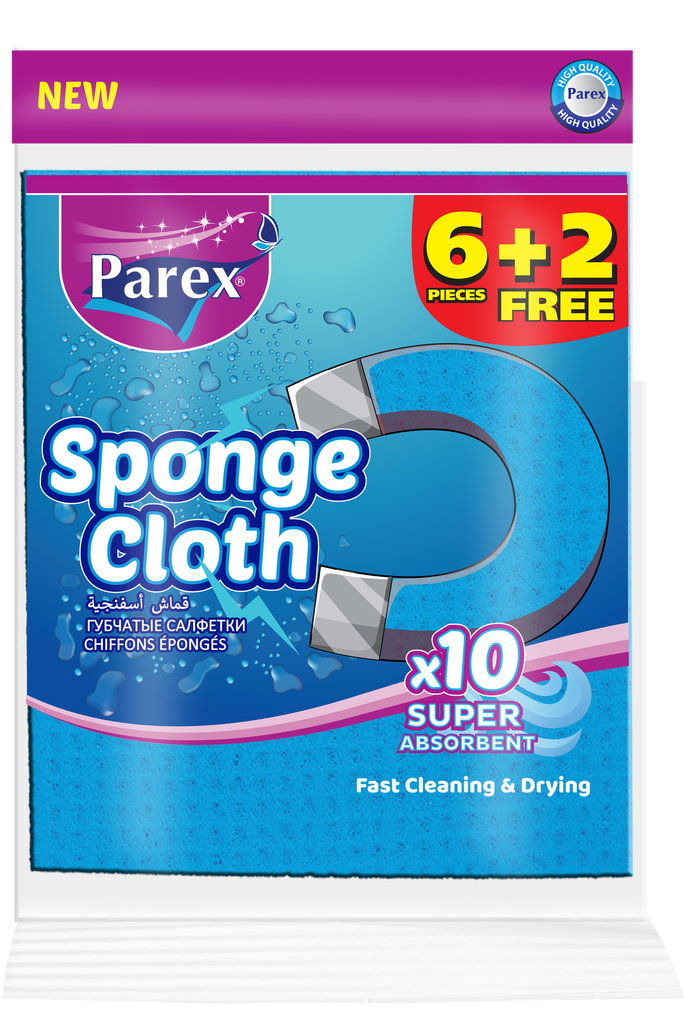 PAREX SPONGE CLOTH (8 PIECES VALUE PACK)
 ( 20cm x 18cm )