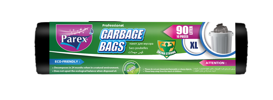 PAREX -  CLASSIC BLACK GARBAGE BAGS EXTRA LARGE (10pcs -72x95cm 90L)