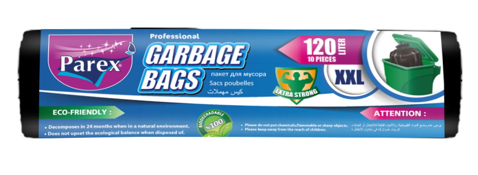 PAREX -  CLASSIC BLACK GARBAGE BAGS JUMBO (10pcs - 80x110cm 120L)