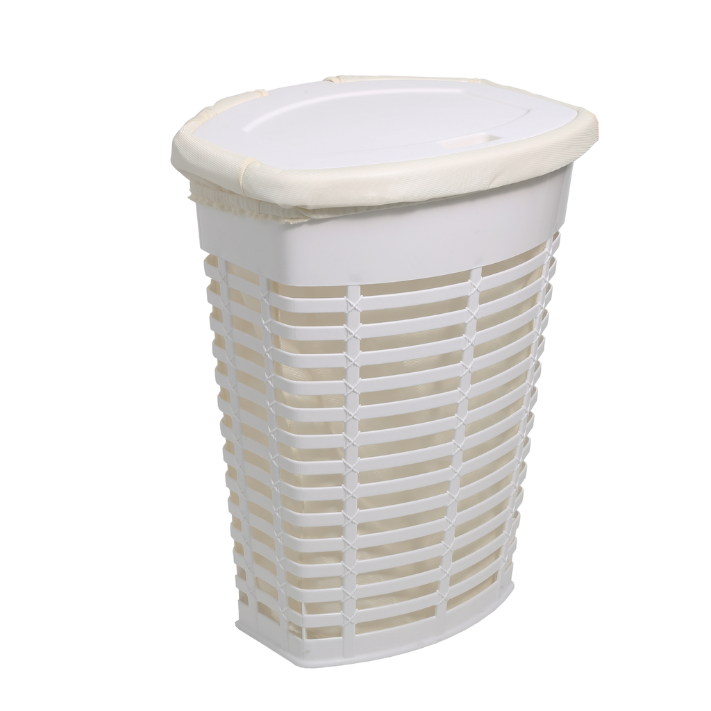 PALM LAUNDRY BASKET WHITE; INNER PA
