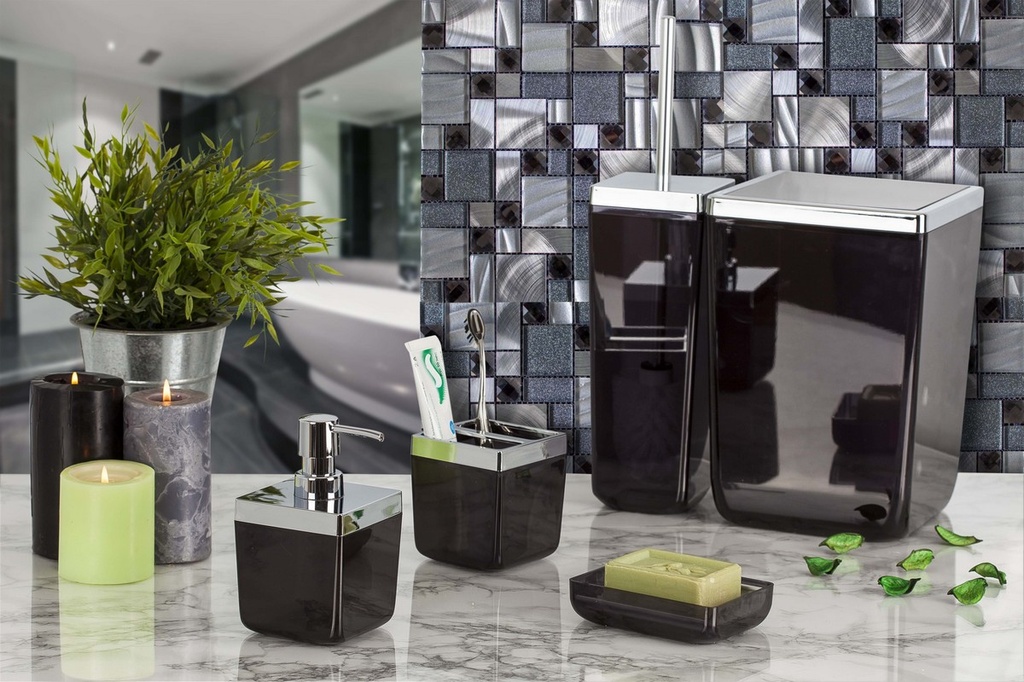 TOSKANA BATHROOM SET - TRANS. BLACK