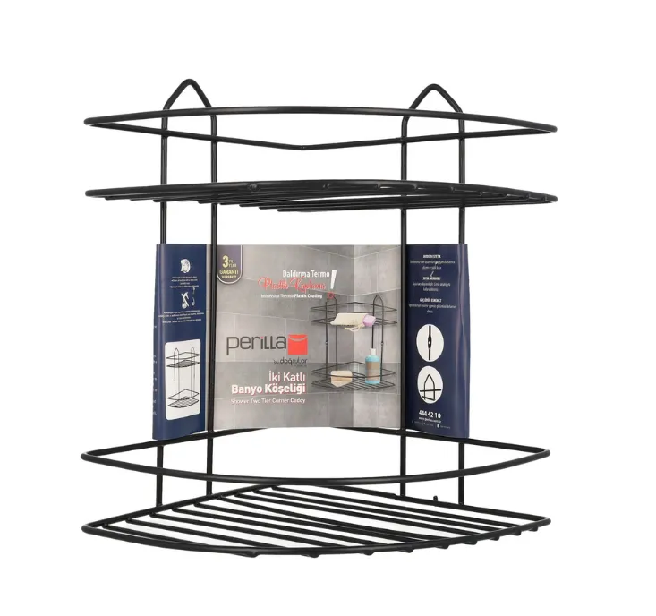 SHOWER TWO TIER CORNER CADDY BLACK