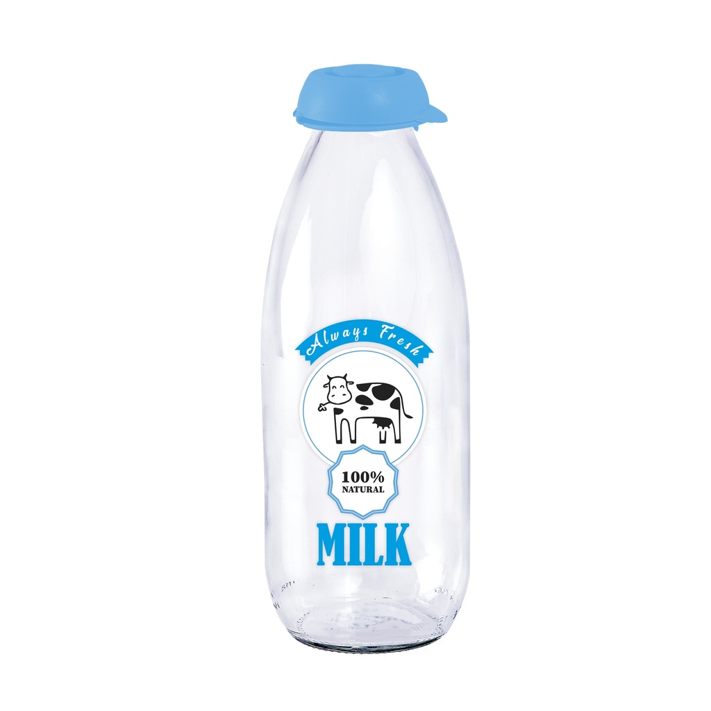 1 lt Decorated Bottle with Straw-Blue-Always Fresh