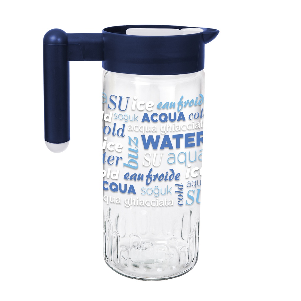 1,46 lt Decorated Jug-Aqua