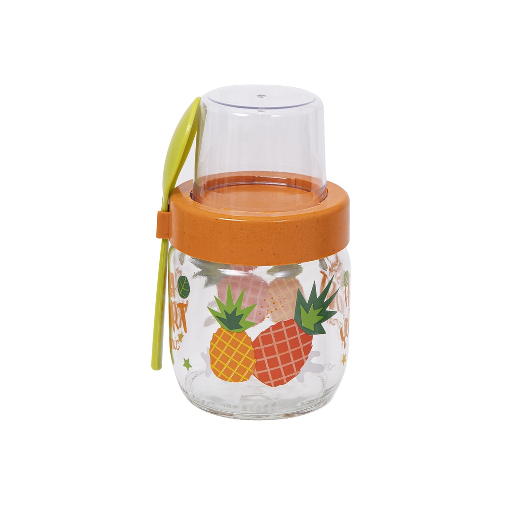 425 cc Decorated Yoghurt Jar with Spoon-Mix-SCT
