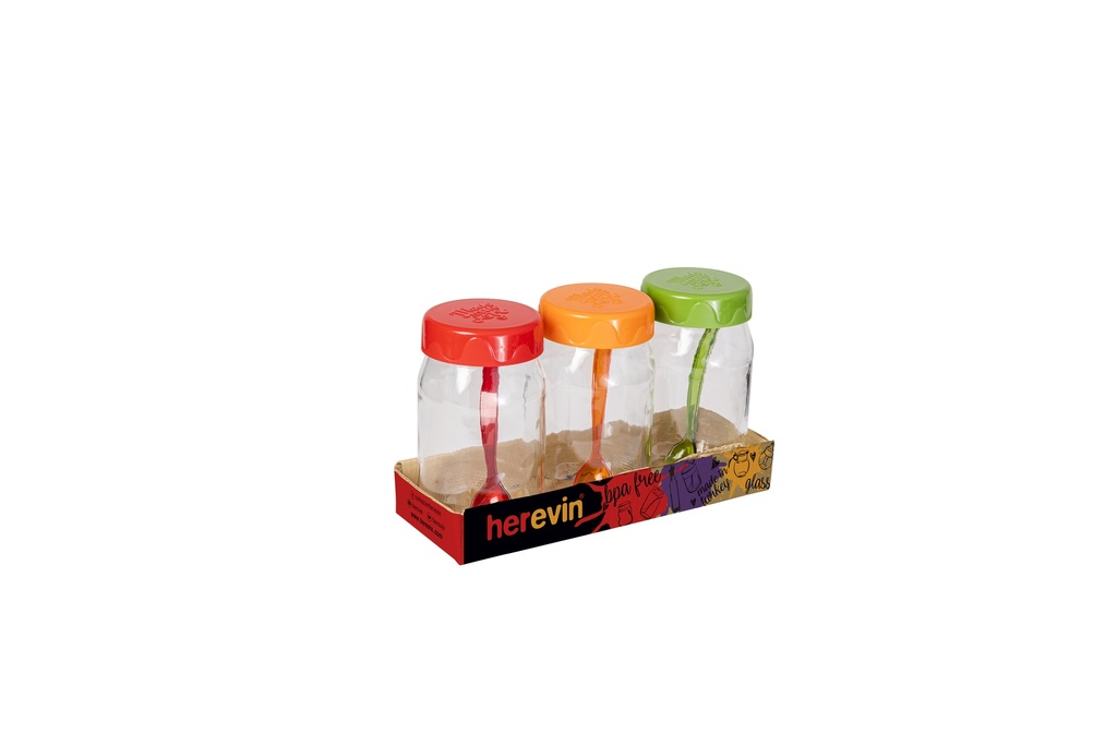 370 cc Spice Jar Set With Spoon-3Pcs SCT-Mix