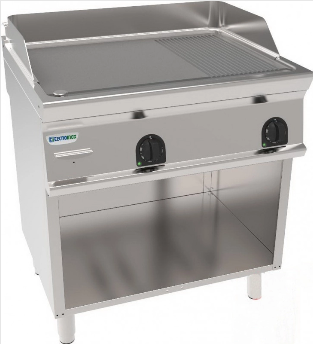 Tecnoinox ,FTR8FE9, Professional Free standing Double Ribbed Electric Grill 800 x 900 mm