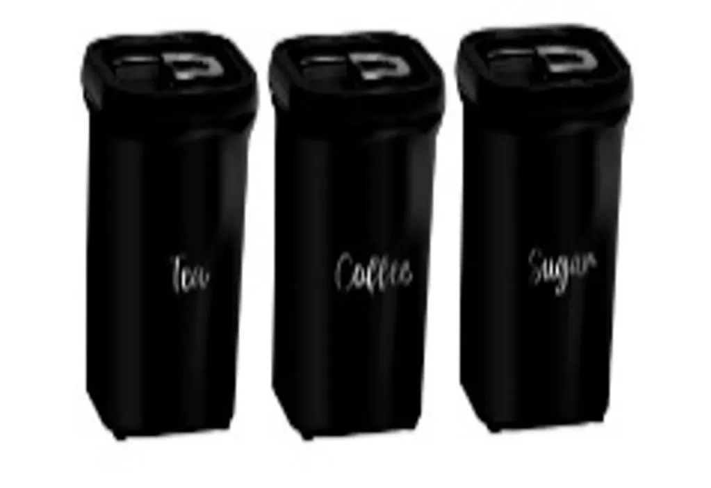1,5 lt Storage Black Canister-Tea & Coffee & Sugar Printed