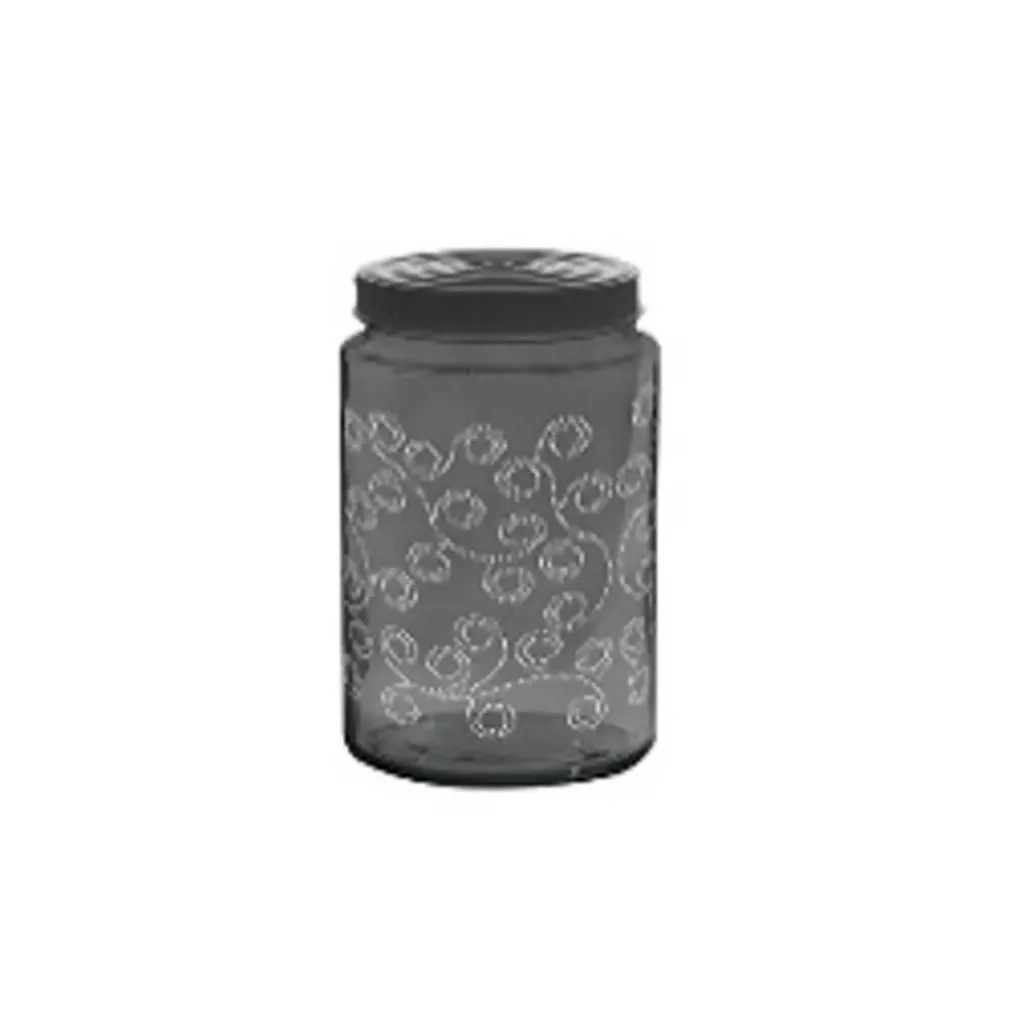 1,8 lt Decorated Jar-Grey-Ivy Design