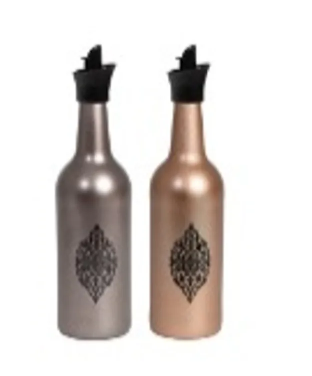 750 ml Coloured Oil Bottle-Metallic Bronze-Black Design