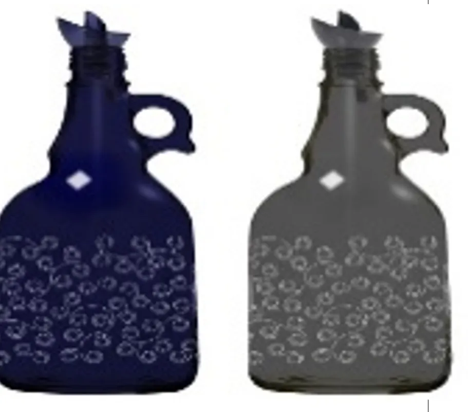 1 lt Decorated Oil Bottle-Ivy Design-Dark Blue-Grey