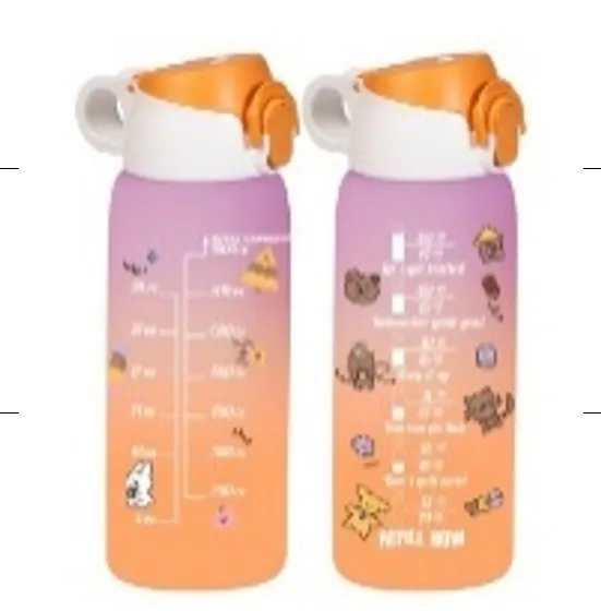 1 lt Decorated Double Coloured Water Bottle-PC-Soft Pink
