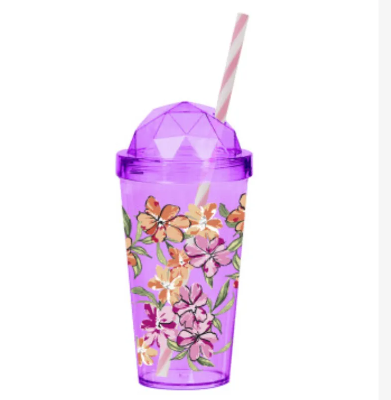660 ml Decorated Tumbler with Straw-011-012-Mix