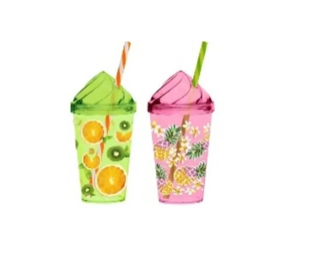 660 ml Decorated Tumbler with Straw-015-020-Mix