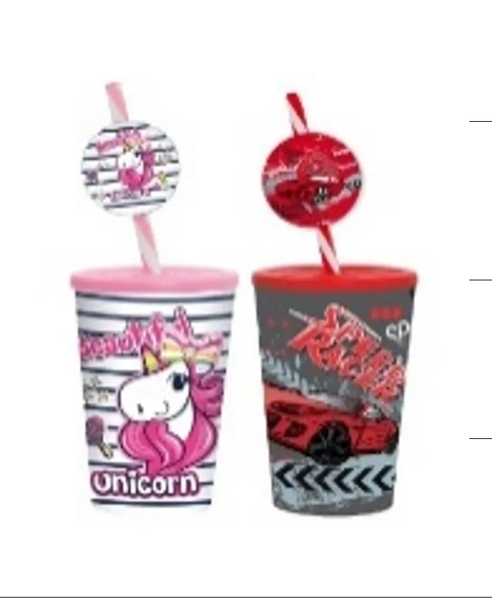 340 ml Decorated Tumbler with Fancy Straw-003-010-Mix