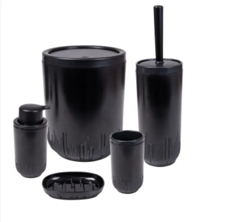 5 pcs Bathroom Set-Chrome Plated-Black