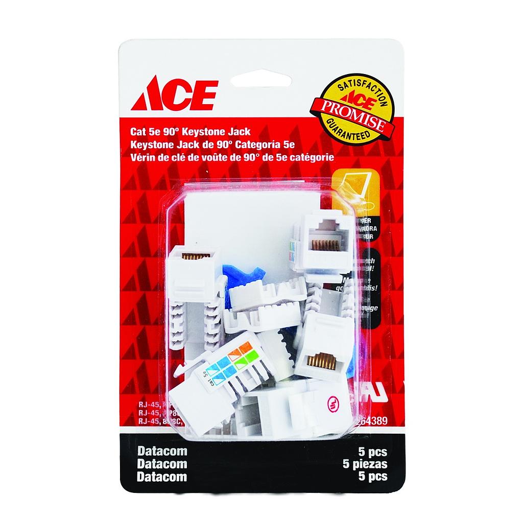 Ace Cat 5E Jack Insert 5 Pk White