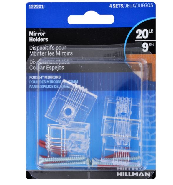 Hillman AnchorWire Plastic Coated Heavy Duty Mirror Holder Kit 4 lb. 4 pk Plastic