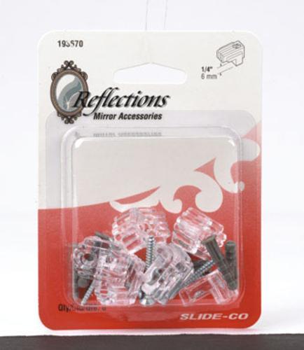 Prime-Line Plastic Coated Clear Acrylic Small, 20 lb. 6 pk Mirror Holder Clip