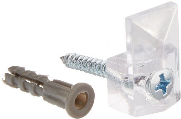 Prime-Line Plastic Coated Clear Small Acrylic, 20 lb. Mirror Holder Clip 6 pk