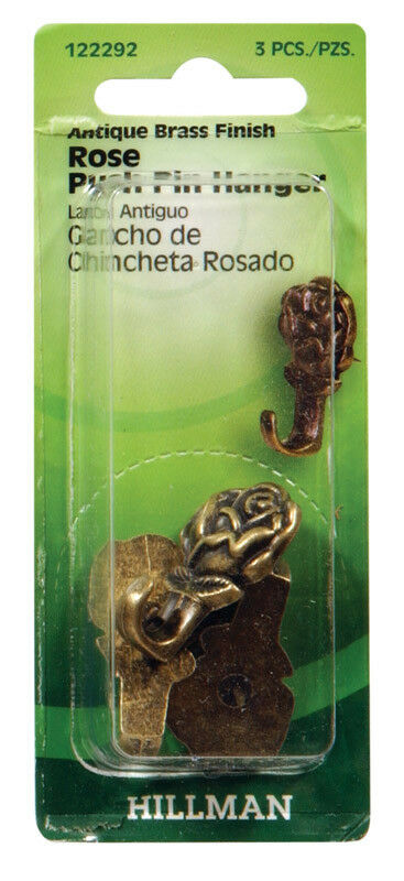 Hillman AnchorWire Gilt Gold Push Pin Picture Hook 10 lb. 3 pk