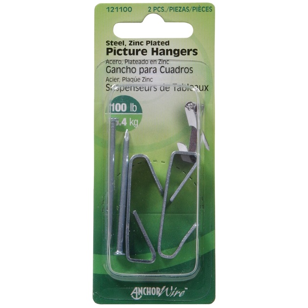 Hillman AnchorWire Silver Conventional Picture Hanger 100 lb. 2 pk