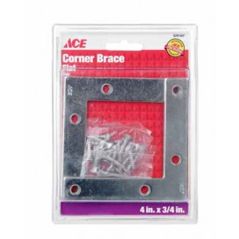 Flat Corner Brace 4In X 3-4In (10.16Cm X 1.91Cm) Zinc Ace