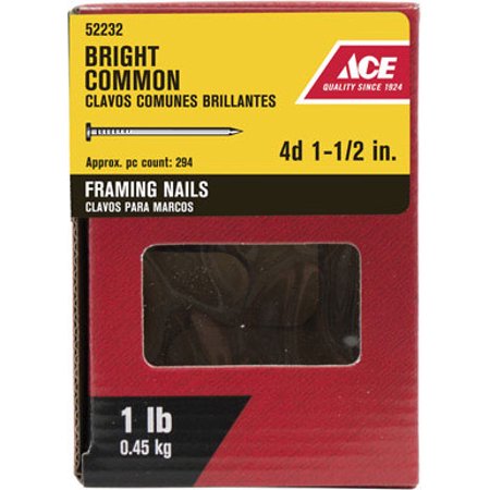 Ace 4D 1-1/2 in. Framing Bright Steel Nail Round 1 lb.